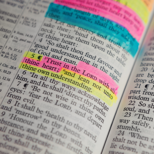Bible with highlighted passages